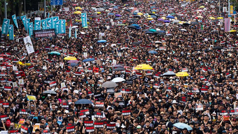 Hồng Kông trong cuộc biểu tình ngày 26.6 (Ảnh: Bow LeTrinh)