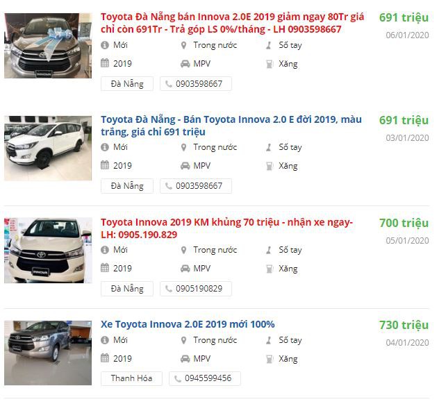 Toyota giảm giá 80 triệu đồng tại đại lý miền Trung (Ảnh: Oto.com.vn)