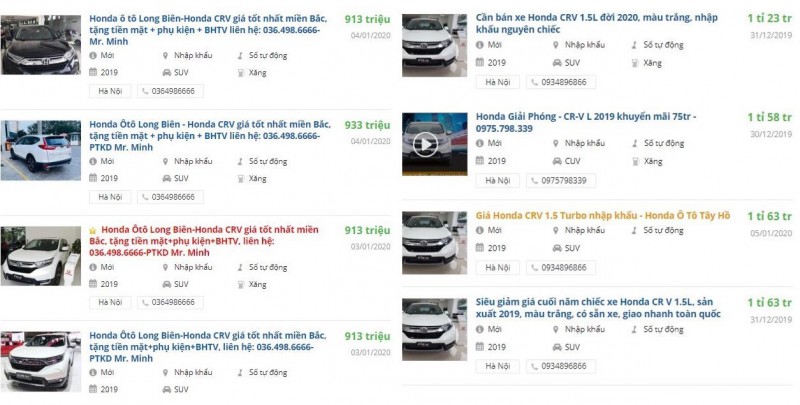Honda CR-V giảm giá tại đại lý (Ảnh: Oto.com.vn)