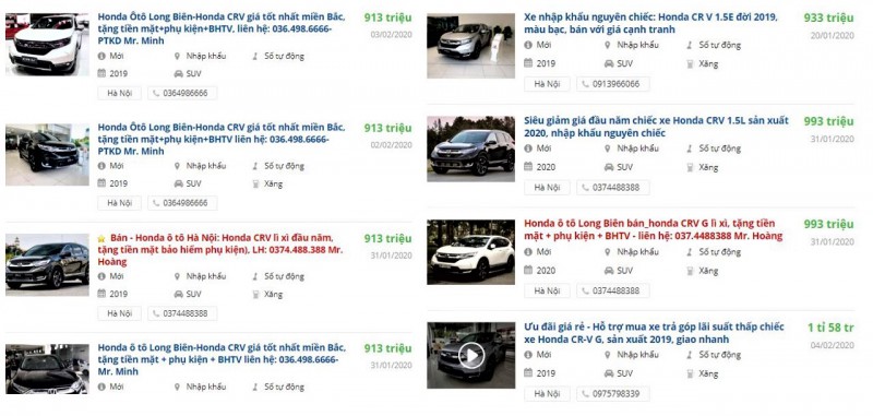 Ảnh 1: Đại lý lì xì khách mua Honda CR-V sau Tết lên tới 70 triệu đồng (Ảnh: Chụp màn hình Oto.com.vn)