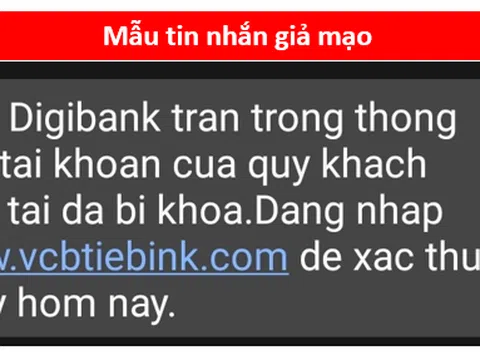 Ngân hàng Vietcombank tiếp tục cảnh báo lừa đảo giả mạo tin nhắn
